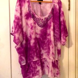 White and purple dress top